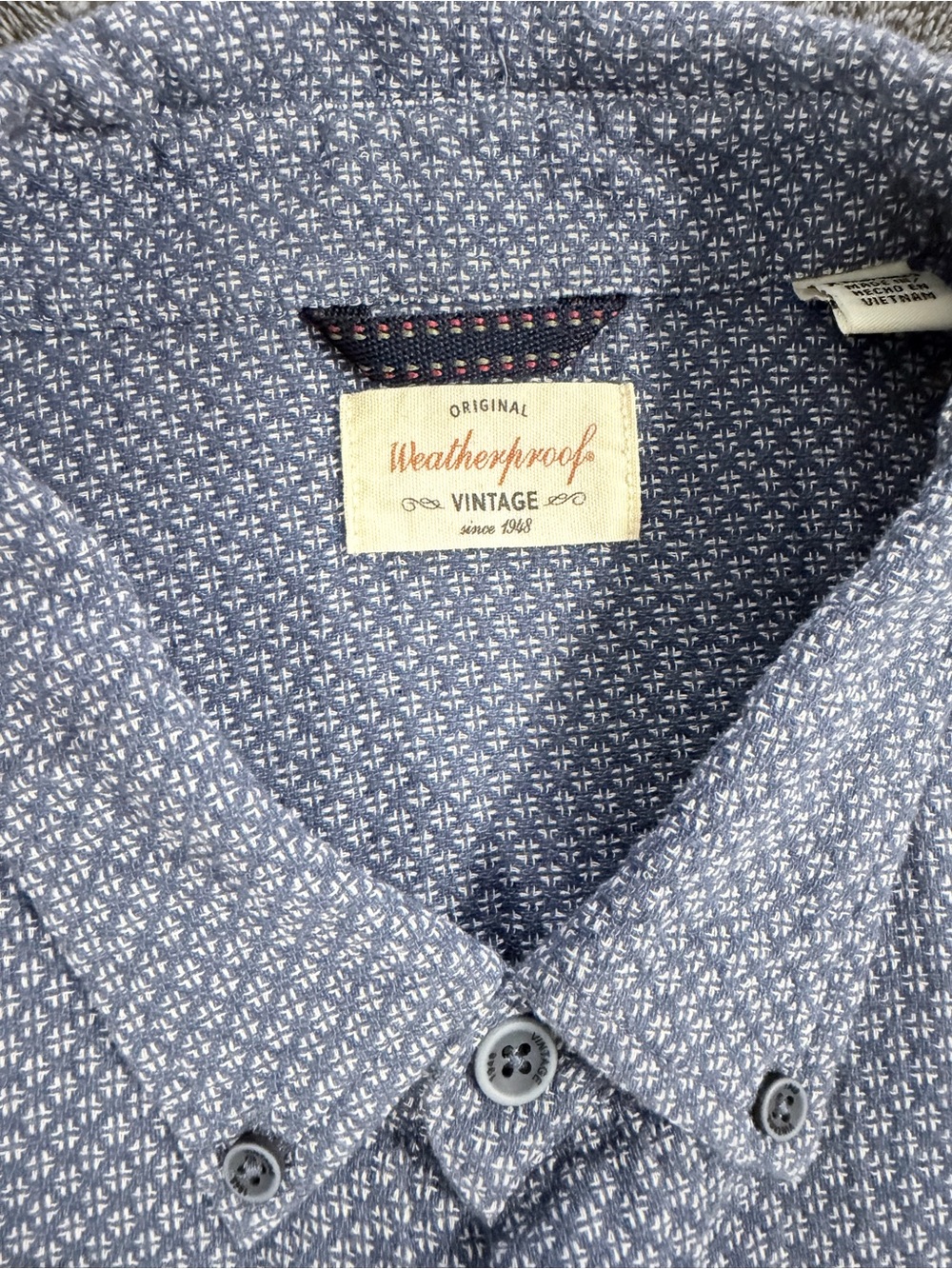 SKU 1295 Weatherproof Men’s Navy Blue Micro-Pattern Button-Down Shirt